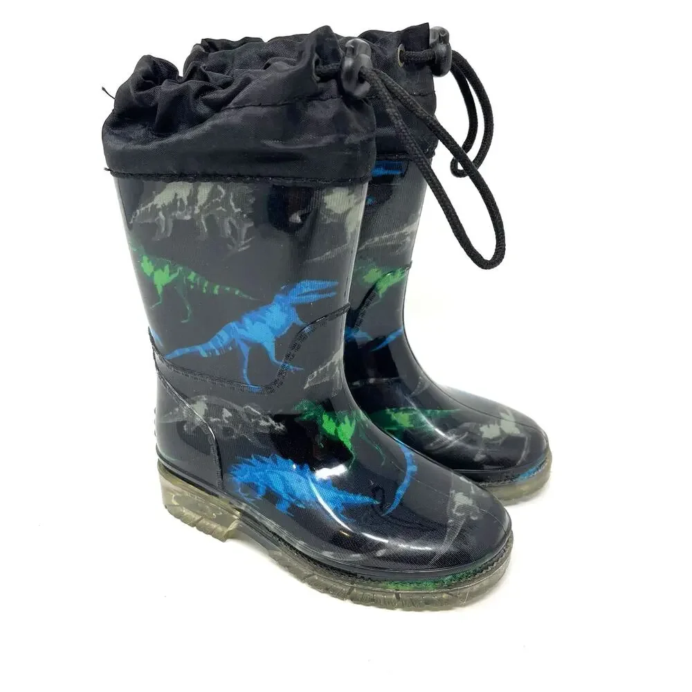 Jelly Beans Dinosaur Rain Boots‎ Black Youth Size 7